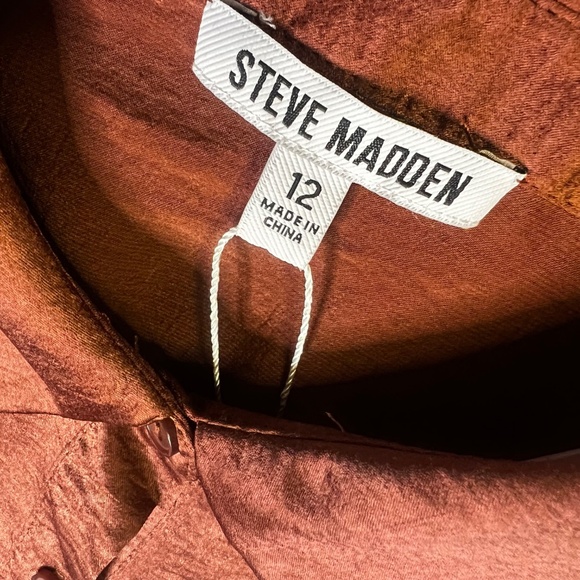 Silky! [Steve Madden] Brown NWT Button Down Midi Dress + Sash | Large · 12 - Picture 5 of 14